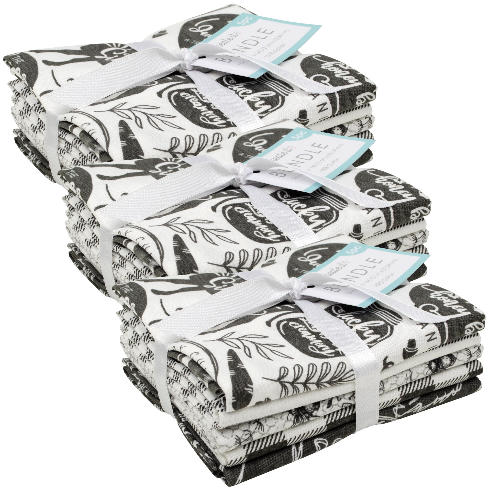 Create It 18" x 21" Cotton Modern Farmhouse Precut Sewing & Craft Fabric Bundle, White 15 Piece