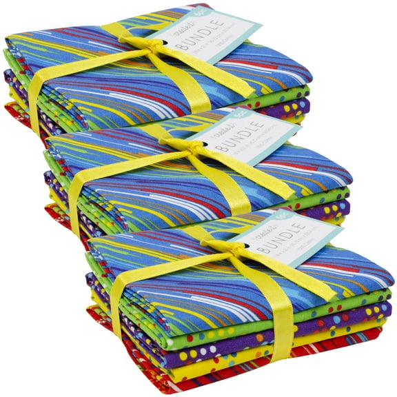 Create It 18" x 21" Cotton Primary Colors Precut Sewing & Craft Fabric Bundle, Multicolor 15 Piece