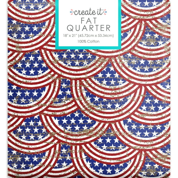 Create It 18"x21" 10%Cotton Patriotic Precut Sewing & Craft Fabric, Multicolor 1 Piece