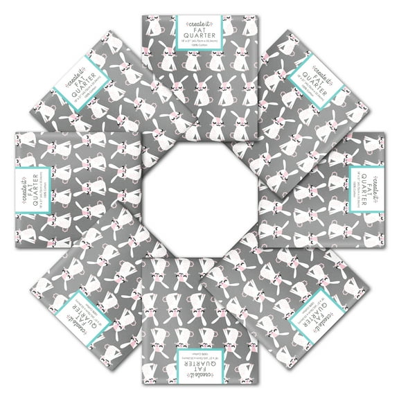 Create It 18"x21" 100% Cotton Bunny Precut Sewing & Craft Fabric, Pink 10 Pieces