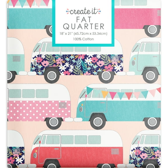 Create It 18"x21" 100% Cotton Fabric Campers Precut Sewing & Craft Fabric, Pink 1 Piece