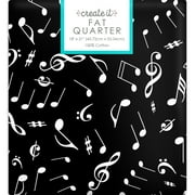 Create It 18"x21" 100% Cotton Music Notes Precut Sewing & Craft Fabric, Black 1 Piece