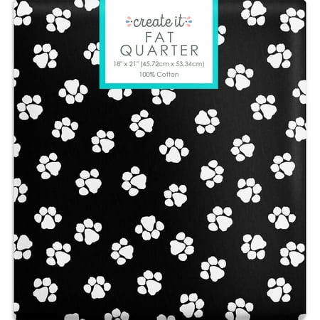 Create It 18"x21" 100% Cotton Paws Precut Sewing & Craft Fabric, Black 1 Piece