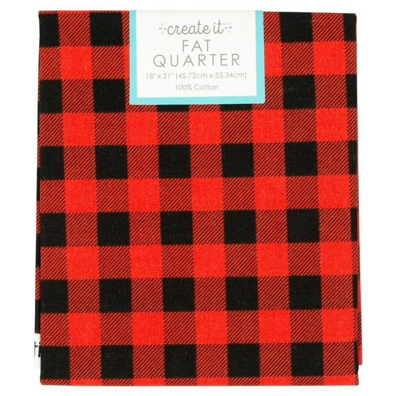 Create It 18"x21" 100% Cotton Plaid Precut Sewing & Craft Fabric, Red 1 Piece