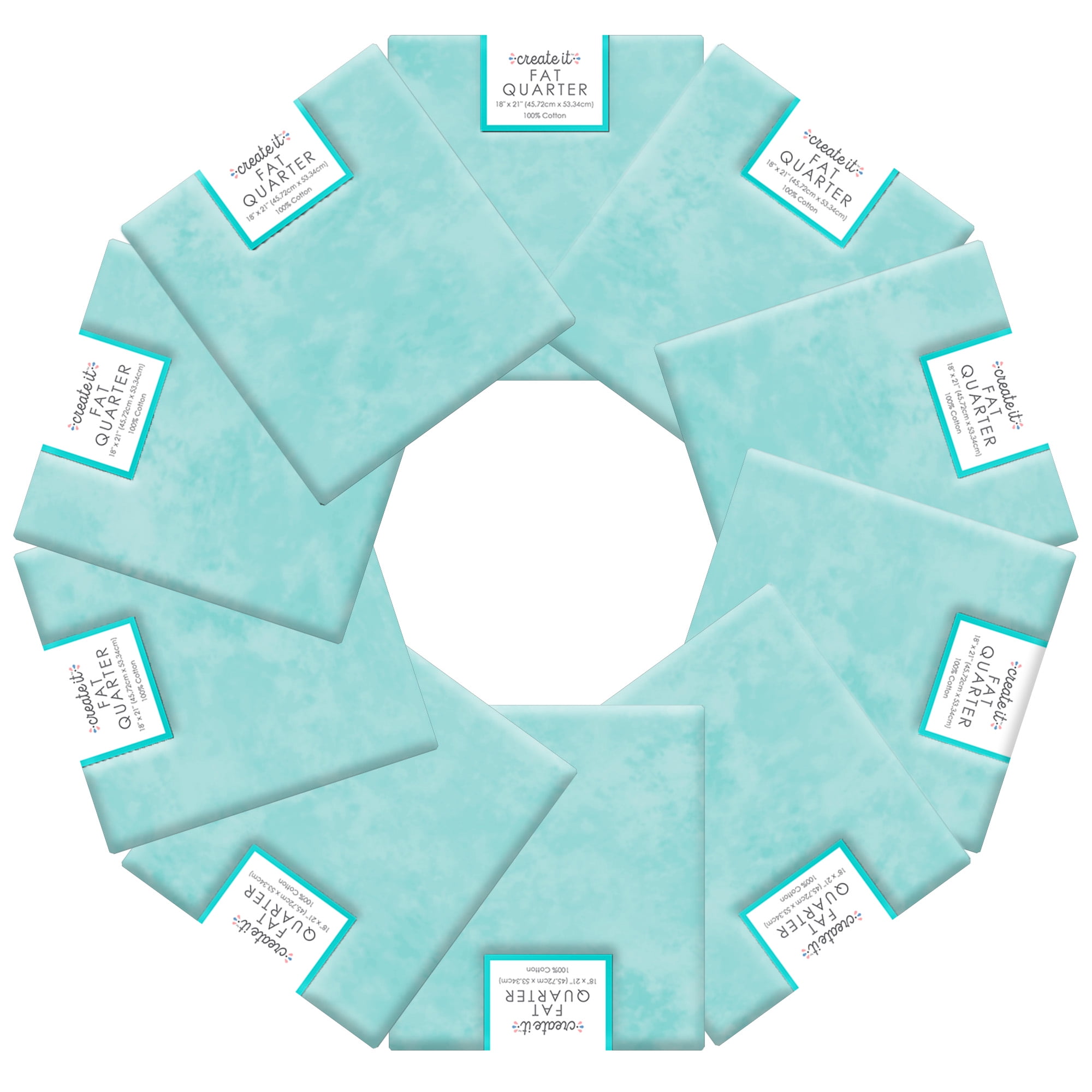 Create It 18"x21" 100% Cotton Textured Precut Sewing & Craft Fabric, Aqua 10 Pieces