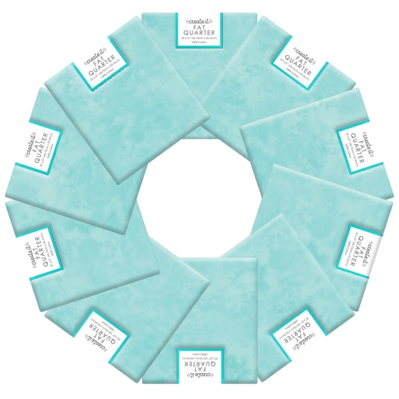Create It 18"x21" 100% Cotton Textured Precut Sewing & Craft Fabric, Aqua 10 Pieces