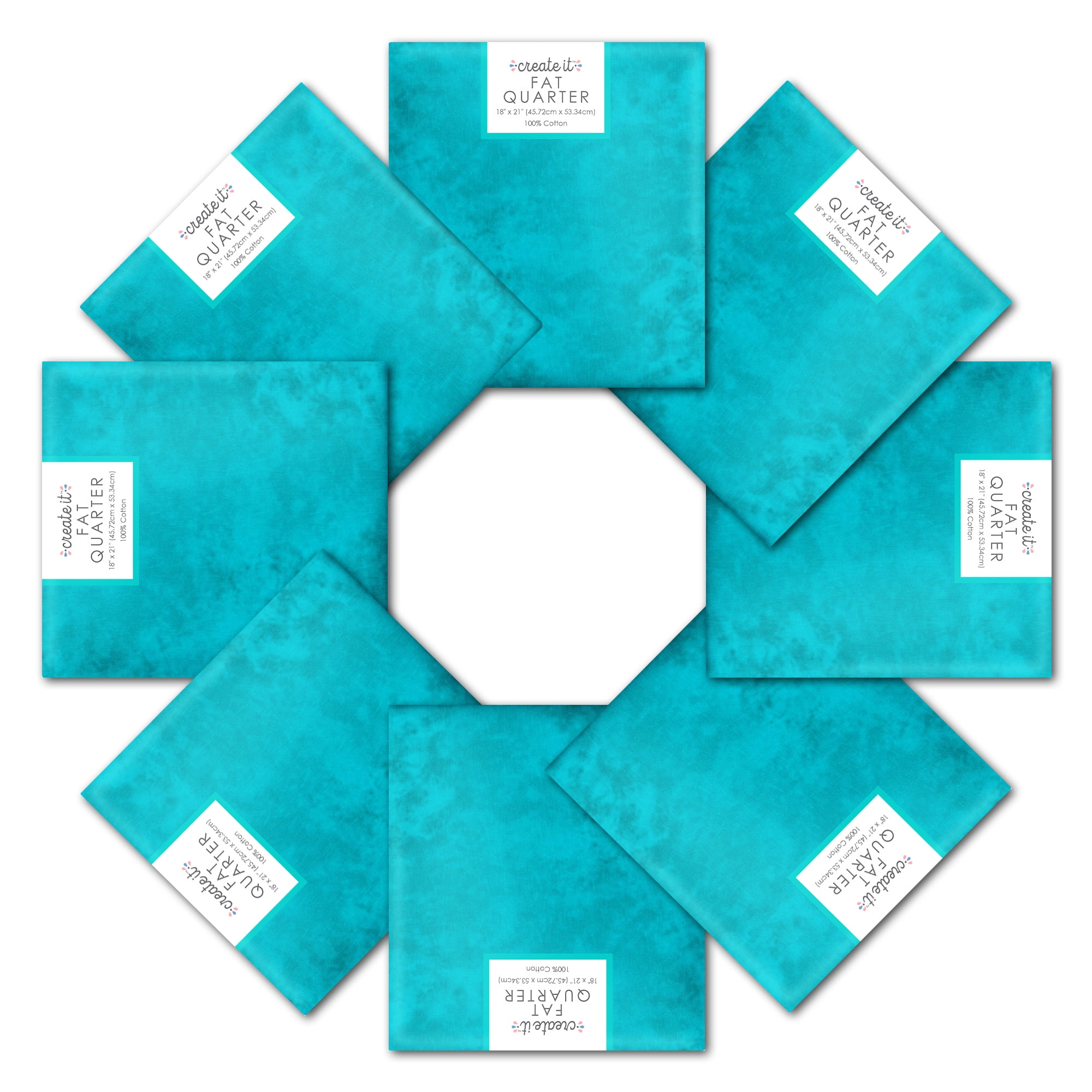 Create It 18"x21" 100% Cotton Textured Precut Sewing & Craft Fabric, Turquoise 10 Pieces