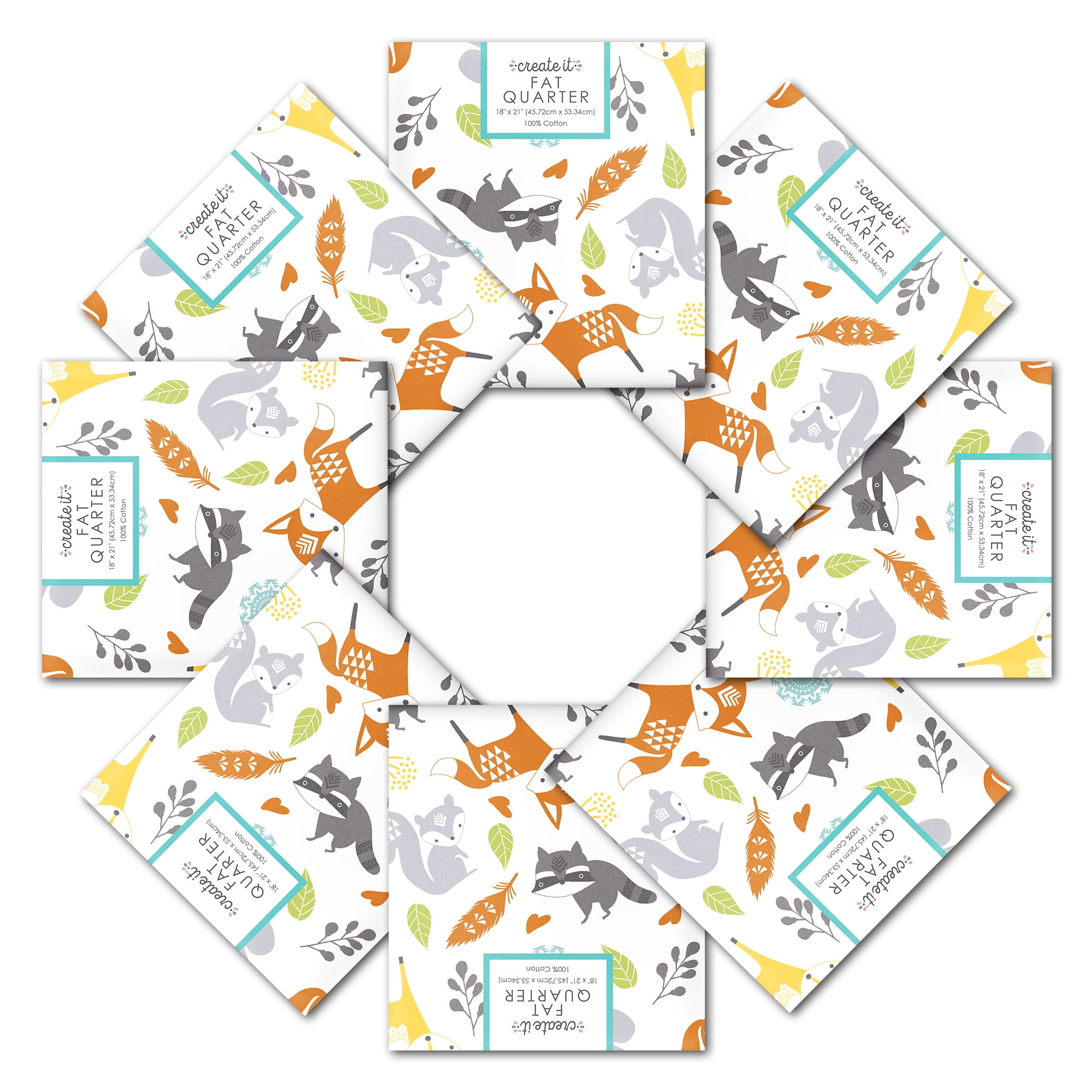 Create It 18"x21" Cotton Animals Precut Sewing & Craft Fabric, Yellow 10 Pieces