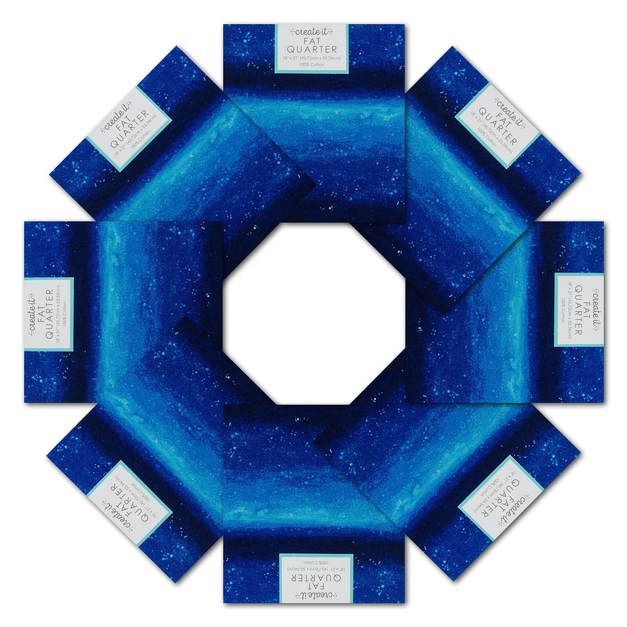Create It 18"x21" Cotton Galaxy Precut Sewing & Craft Fabric, Blue 10 Pieces