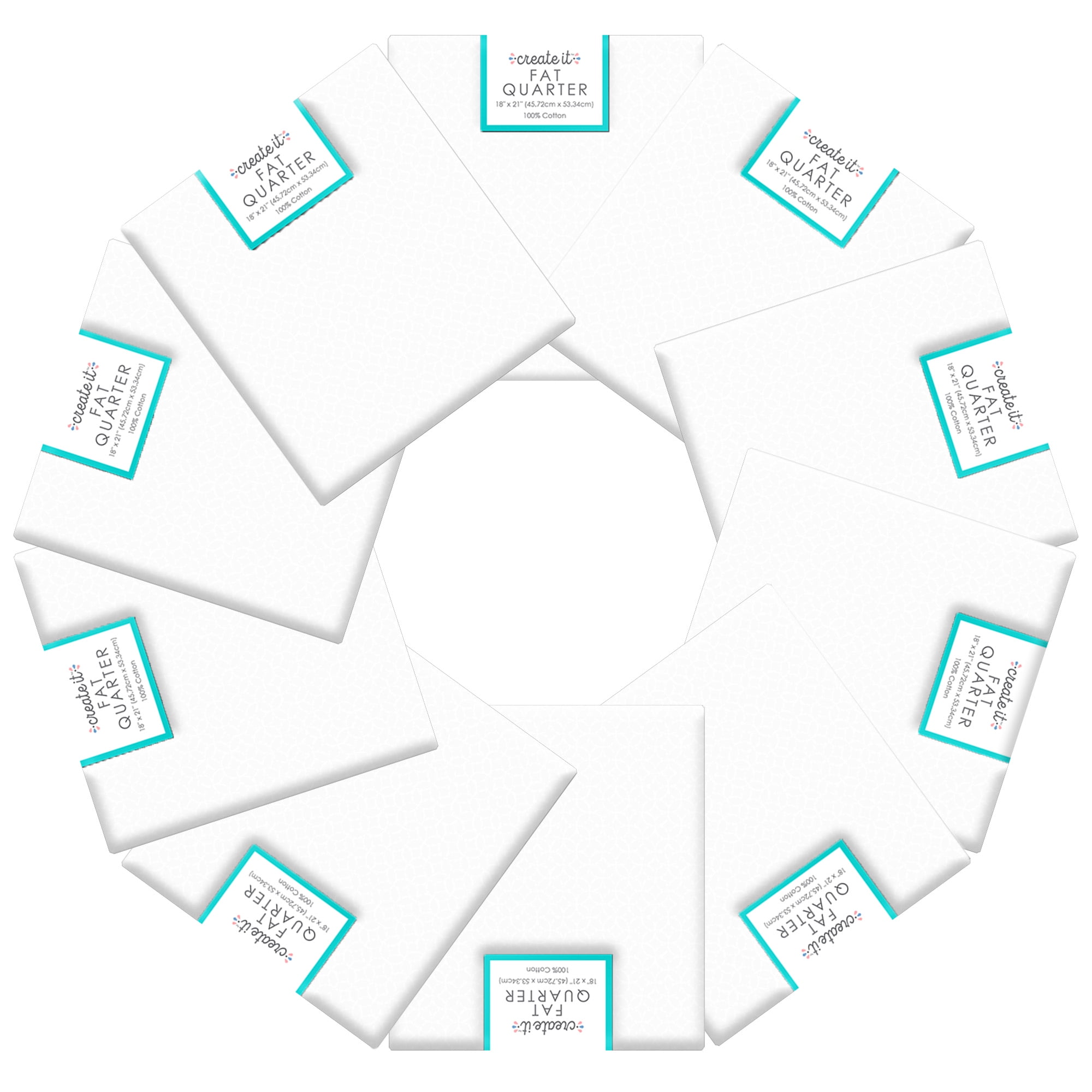 Create It 18"x21" Cotton Hexagon Precut Sewing & Craft Fabric,10 pieces White