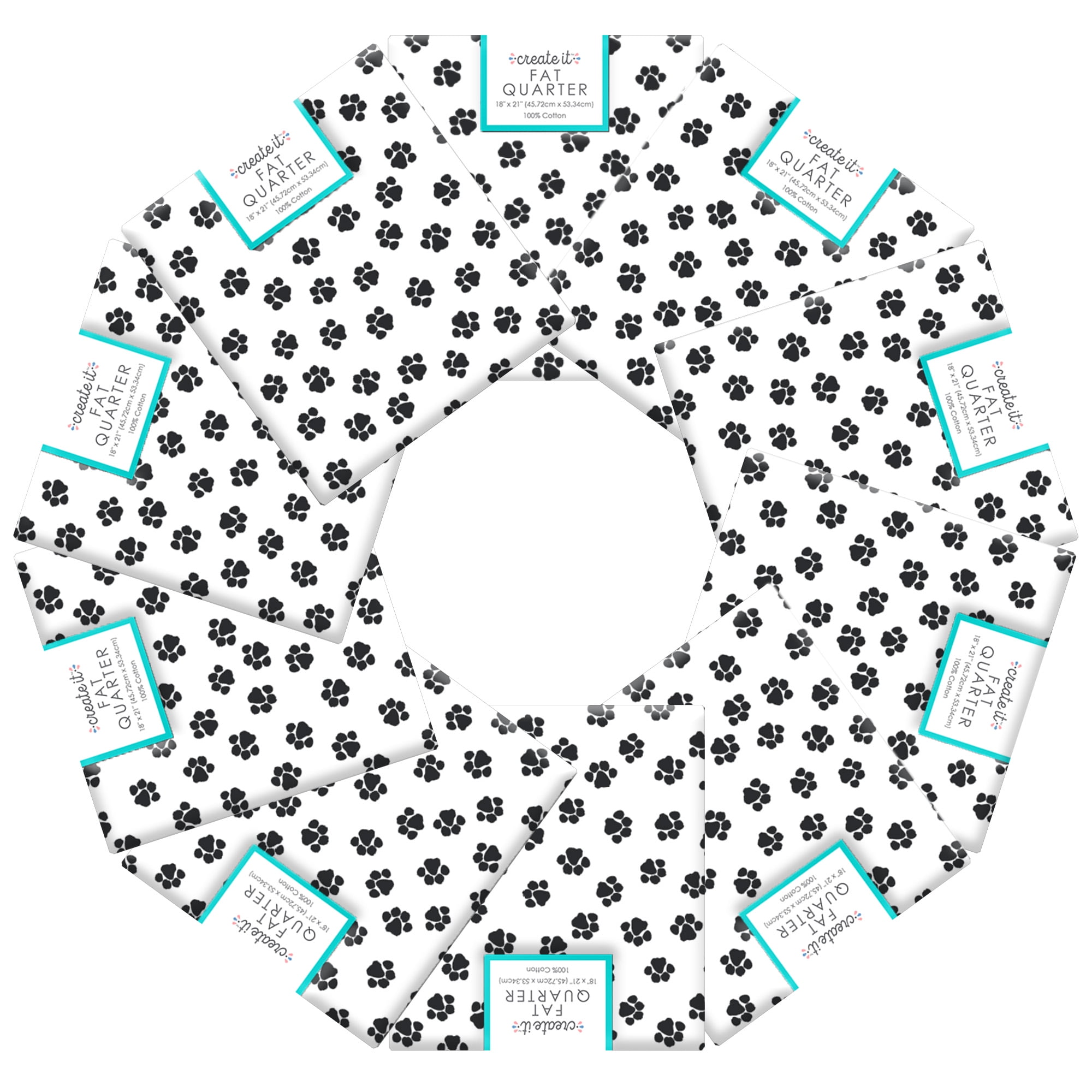 Create It 18"x21" Cotton Paws Precut Sewing & Craft Fabric, White 10 Pieces