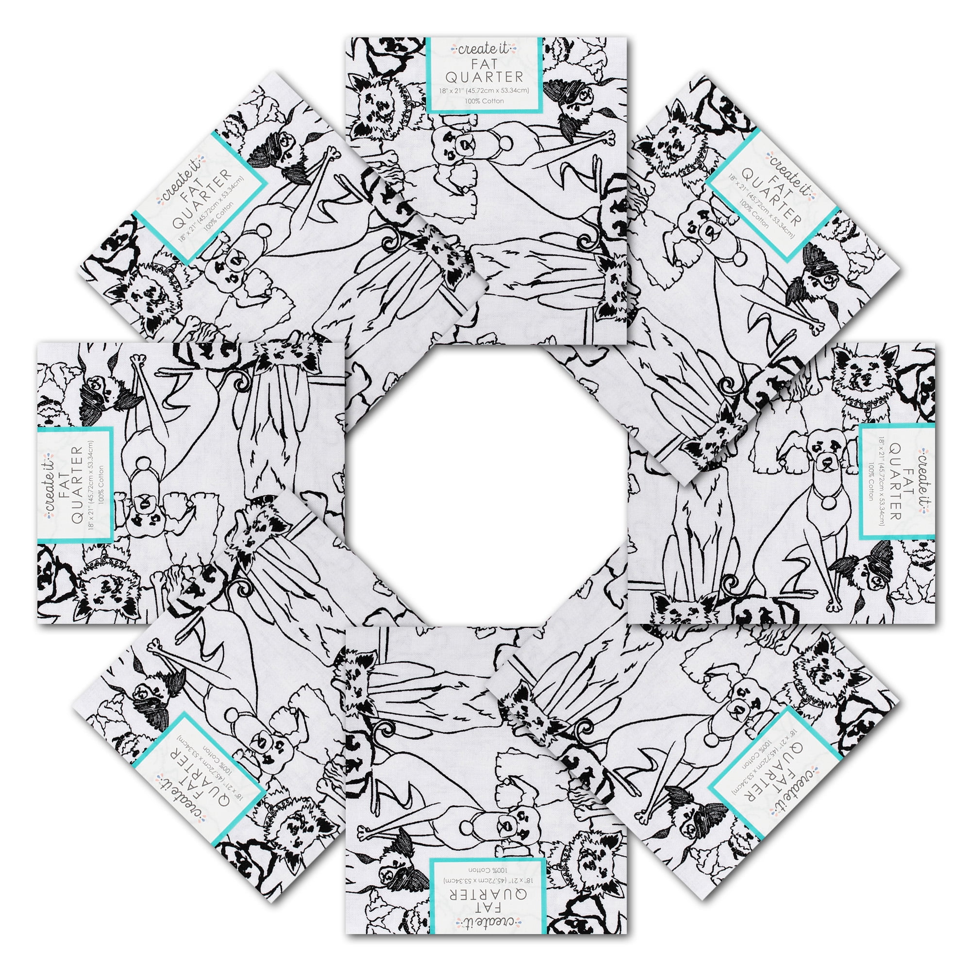 Create It 18"x21" Cotton Puppy Precut Sewing & Craft Fabric, White 10 Pieces