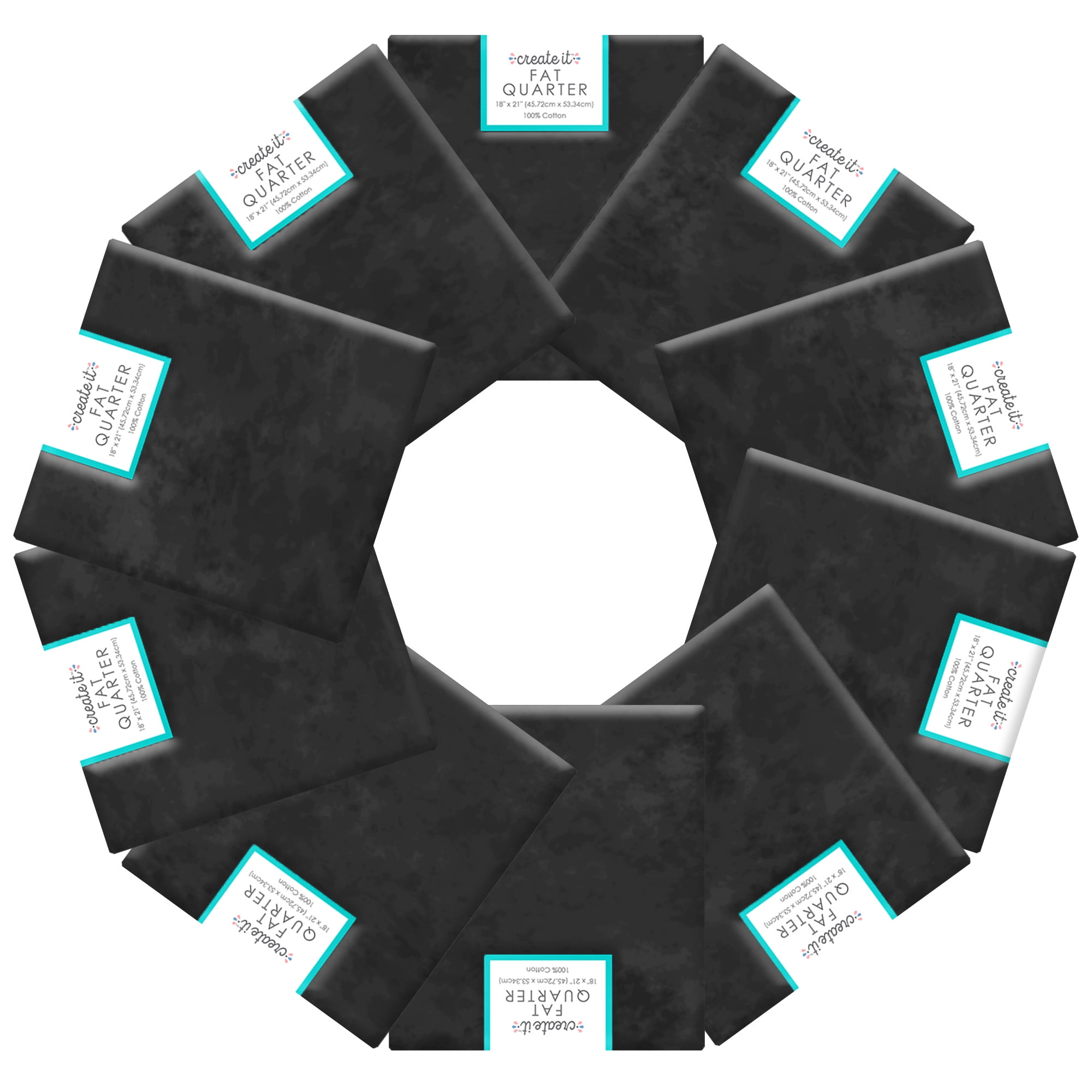 Create It 18"x21" Cotton Textured Precut Sewing & Craft Fabric, Black 10 Pieces