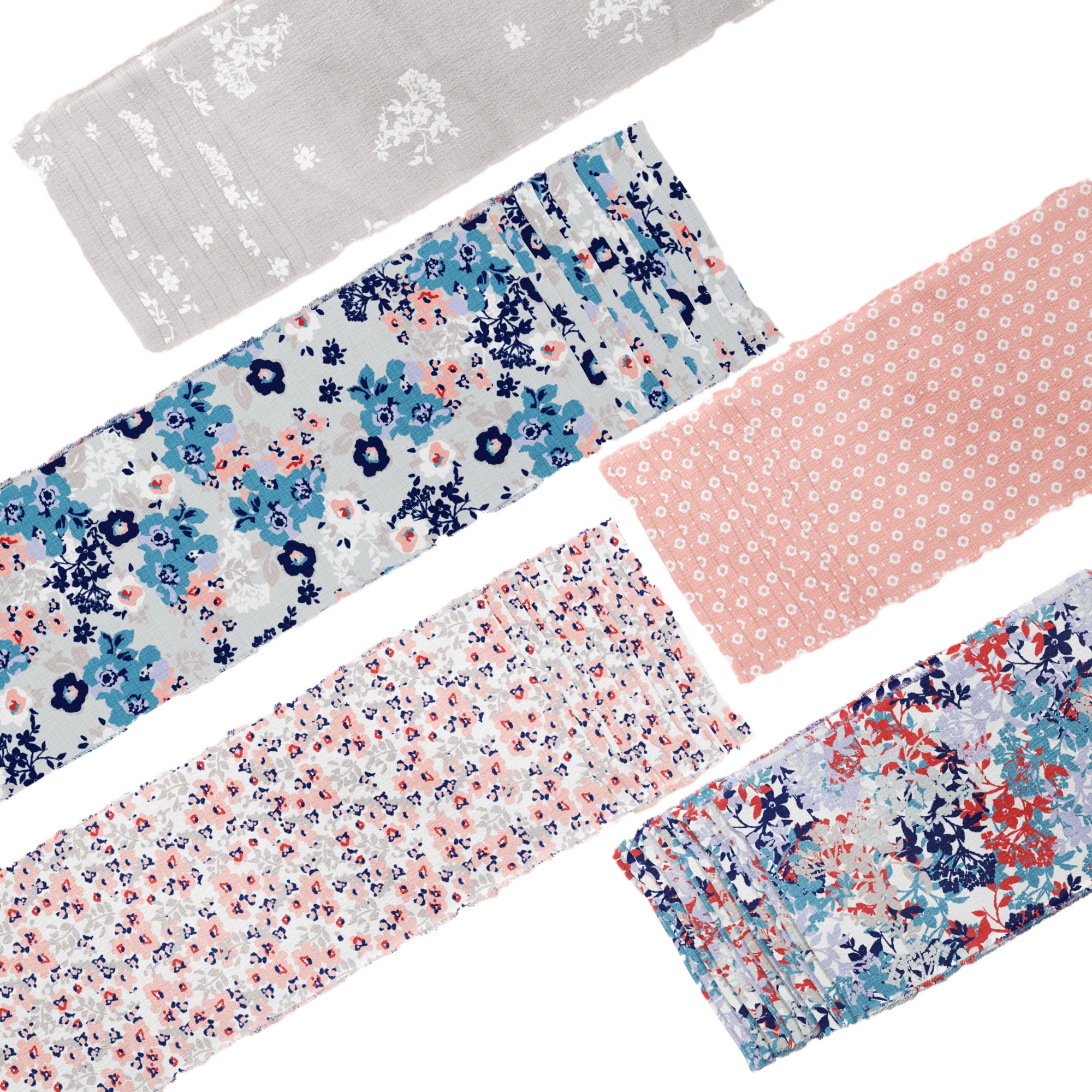 Create It 2.5"x42" Cotton Ditsy Floral Precut Strips, Multicolor, 60 Piece