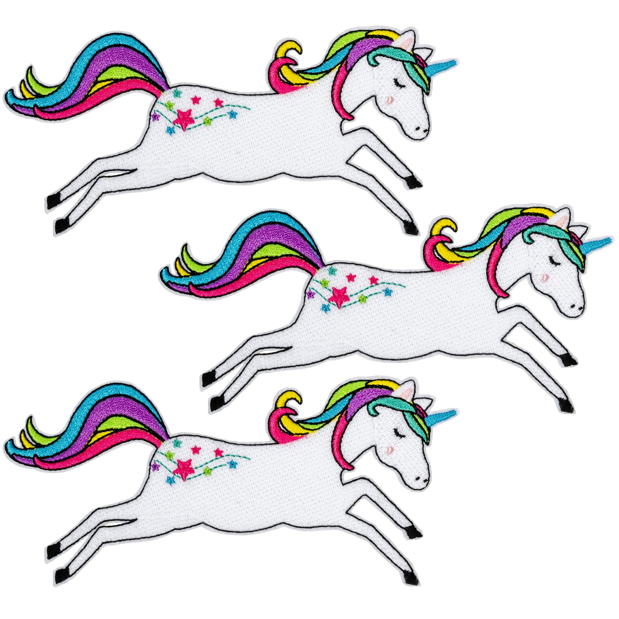 Create It Large Unicorn Applique – Peel & Stick or Iron-on; Multicolor 2.75in Tall, 3 Pieces