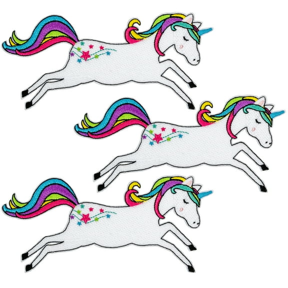 Create It Large Unicorn Applique  Peel & Stick or Iron-on; Multicolor 2.75in Tall, 3 Pieces