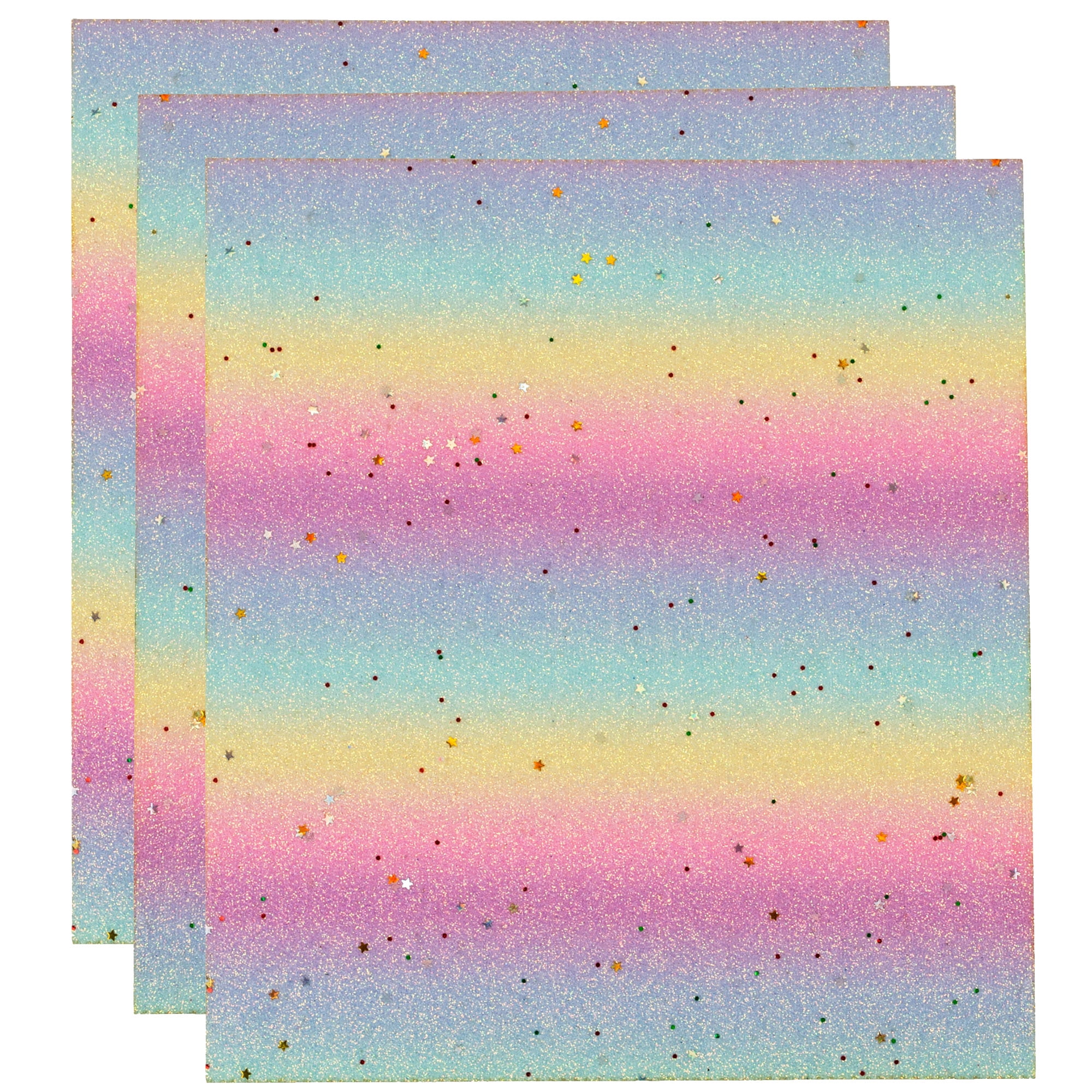 Create It Rainbow Glitter Sheet – Iron-on; Multicolor 9in Tall, 3 Piece