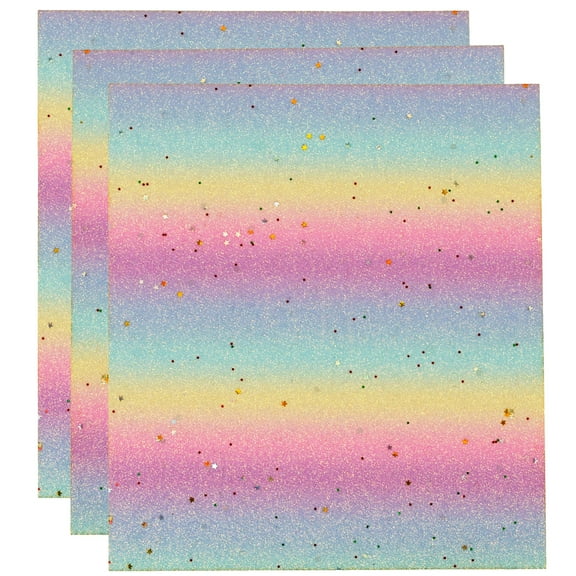 Create It Rainbow Glitter Sheet Iron-on; Multicolor 9in Tall, 3 Piece