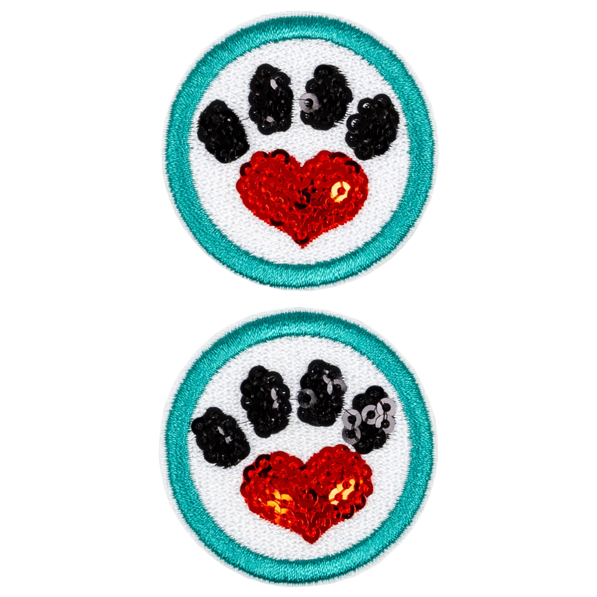 Paw Green with Black Iron-On Patch