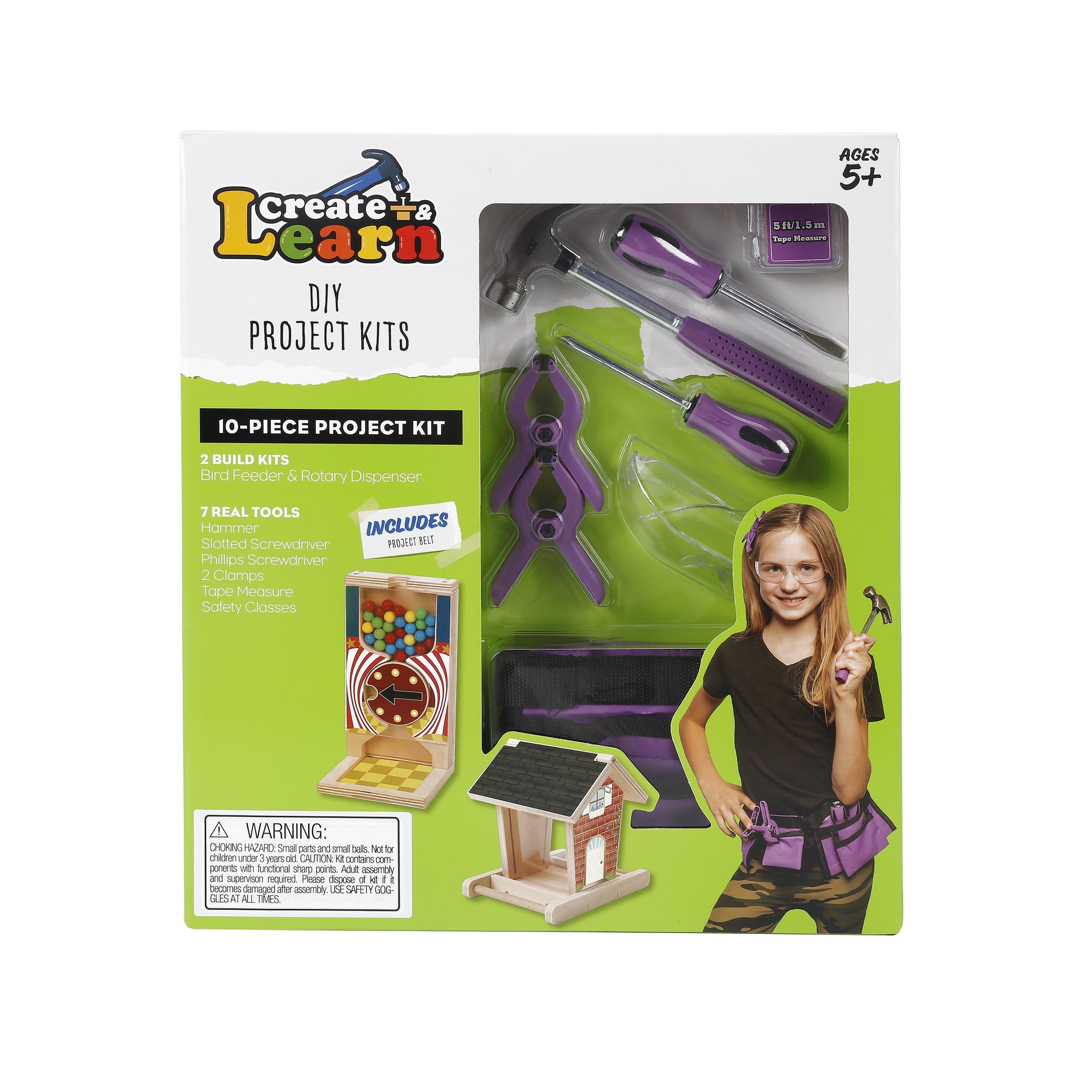 Create & Learn Kids' DIY Project Kit with Real Tools & Project's Belt