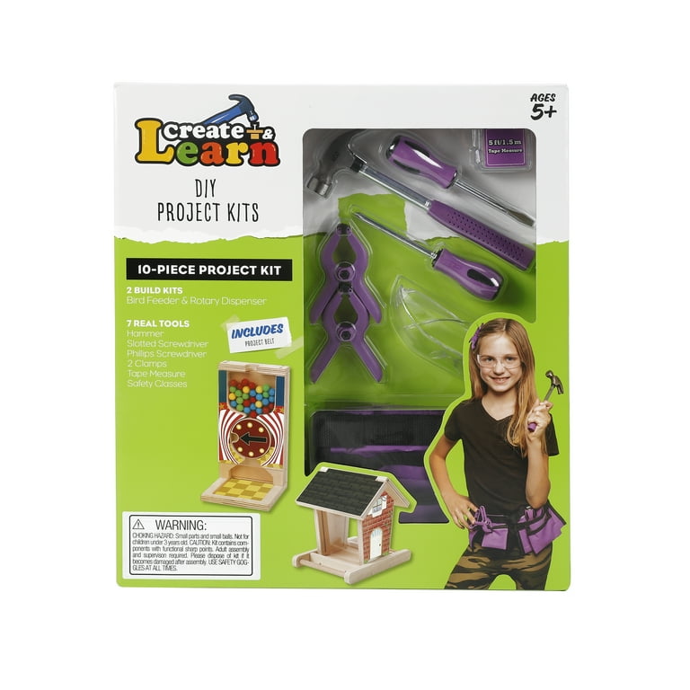 Create & Learn Brand Kids DIY Children Project Kit with Real Tools