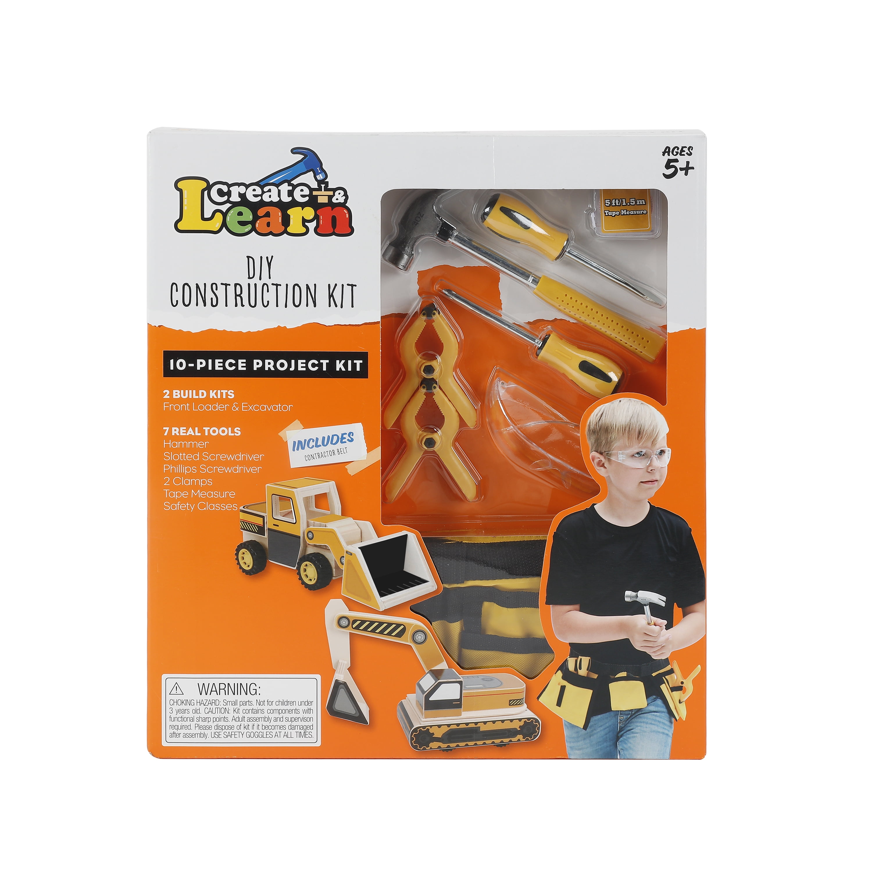 Create & Learn Kids DIY Construction Kit with Real Tools & Tool Belt