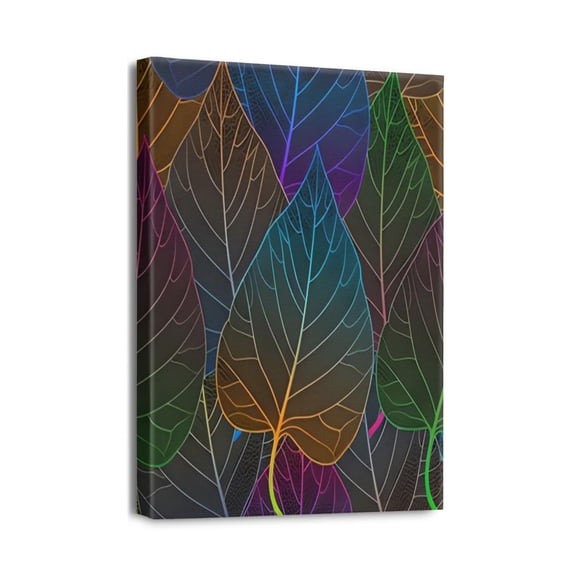 Create a Modern Home Atmosphere 12X16in Abstract Leaves Canvas Wall Art, Perfect Family Décor for Living Room, Bedroom, Kitchen - Fashionable Artwork for Office & Bathroom