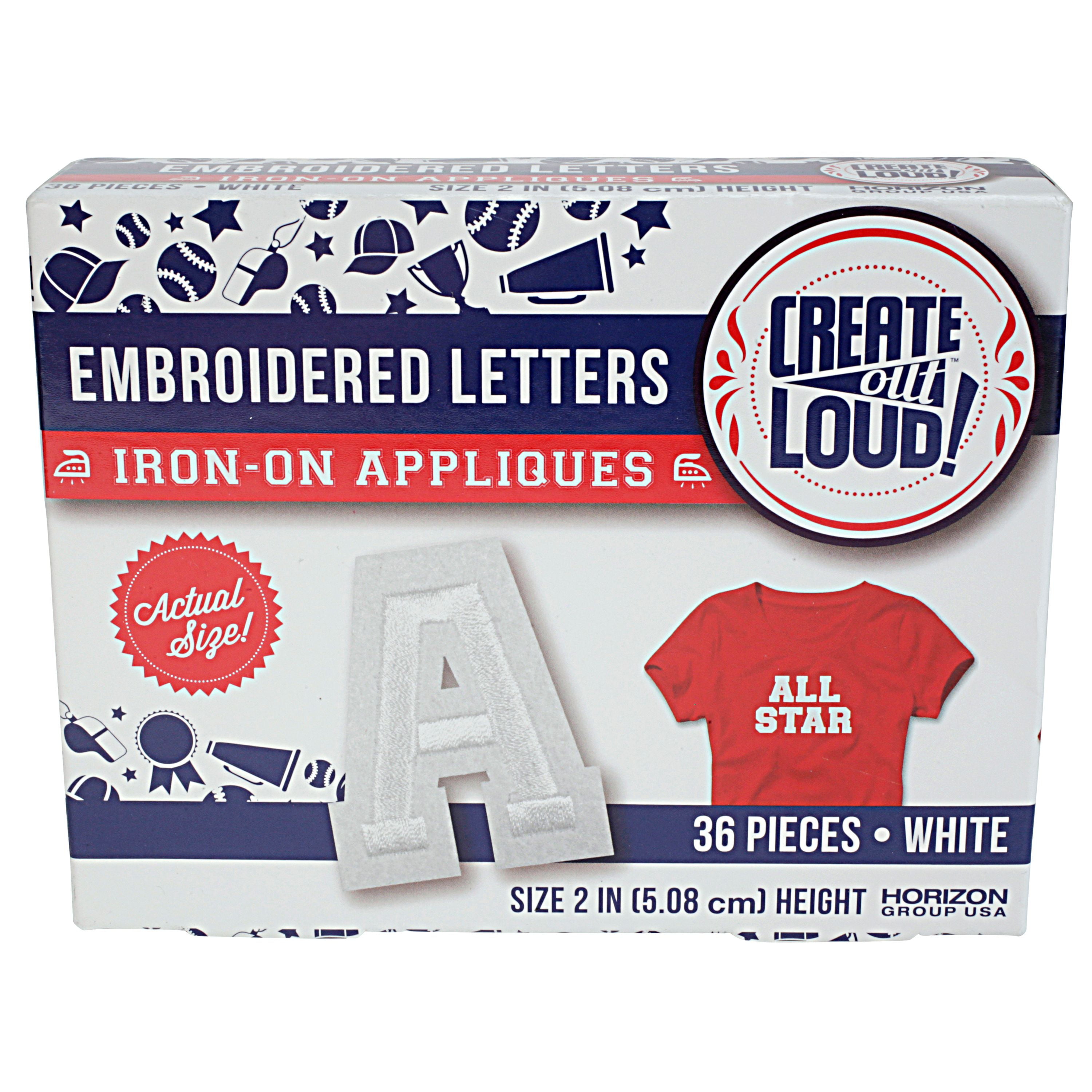 Create Out Loud Embroidered Iron-On Letter Pack, 36 Pieces