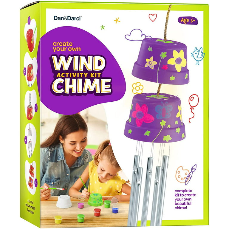 Create & Paint a Mini Wind Chime Making Kit - Arts and Crafts Gift for Girls  & Boys Ages 4 5 6 7 8 9 10 -12 - Birthday & Christmas Gifts