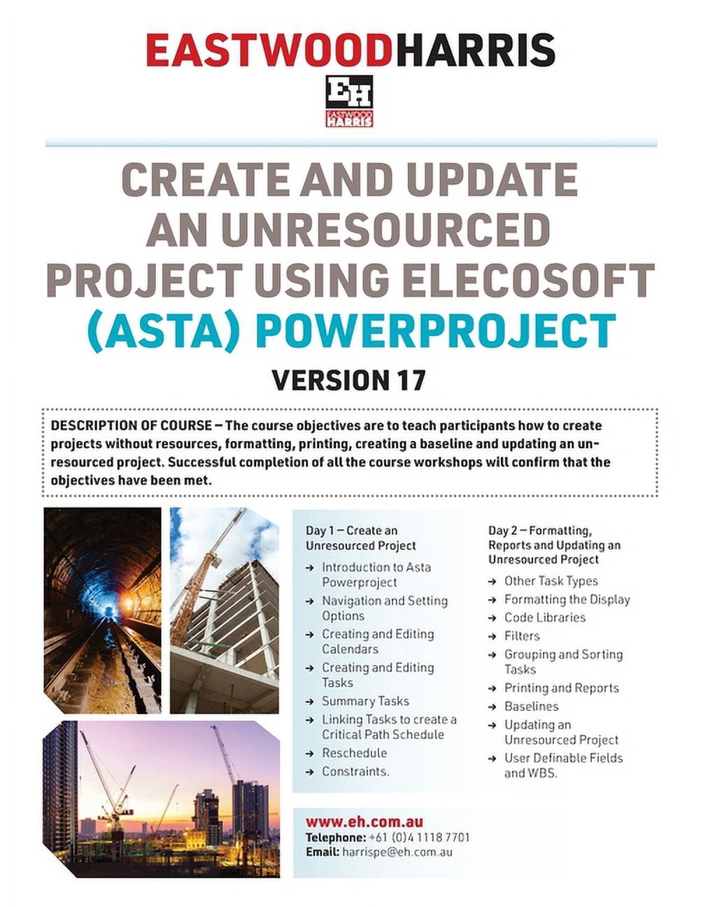 Create and Update an Unresourced Project using Elecosoft (Asta ...