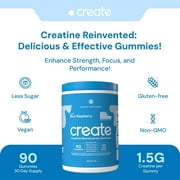 Create Blue Raspberry Creatine Gummies – 1.5g Creatine Monohydrate, Boost Strength & Focus, 90 Ct