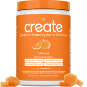 Create Creatine Gummies   1.5g Creatine Monohydrate Per Gummy, Boost Strength & Focus, Orange, 90 Ct