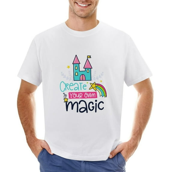 Create Your Own Magic Men’s T-Shirt 100% Cotton Casual Short Sleeve Tops Gift Tee White-Create Your Own Magic XL