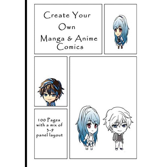 Pre-Owned Create Your Own Manga & Anime Comics: 100 Pages with a mix of 3-9 panel layout. 7" x 10" book Paperback