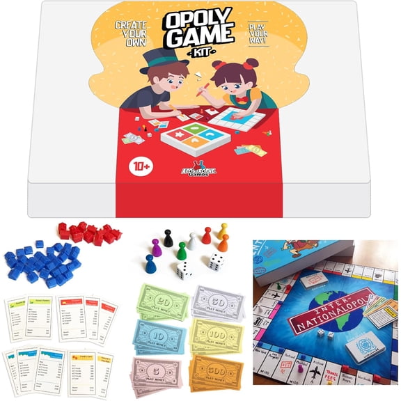 Create Your Own Opoly Board Game – Blank Game Board with Board Game Accessories
