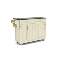 Create-a-Cart White Finish Black Granite Top