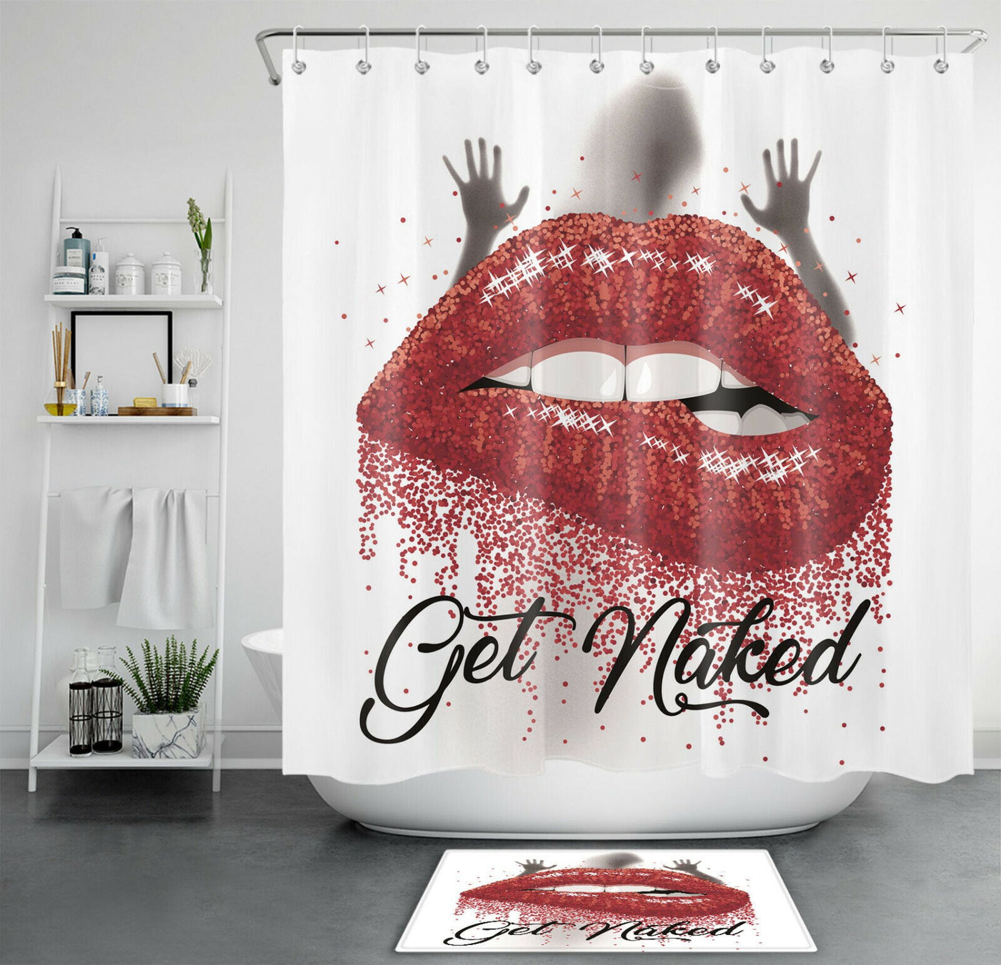 Create a Passionate Ambiance with a Red Lips Shower Curtain & Bathroom