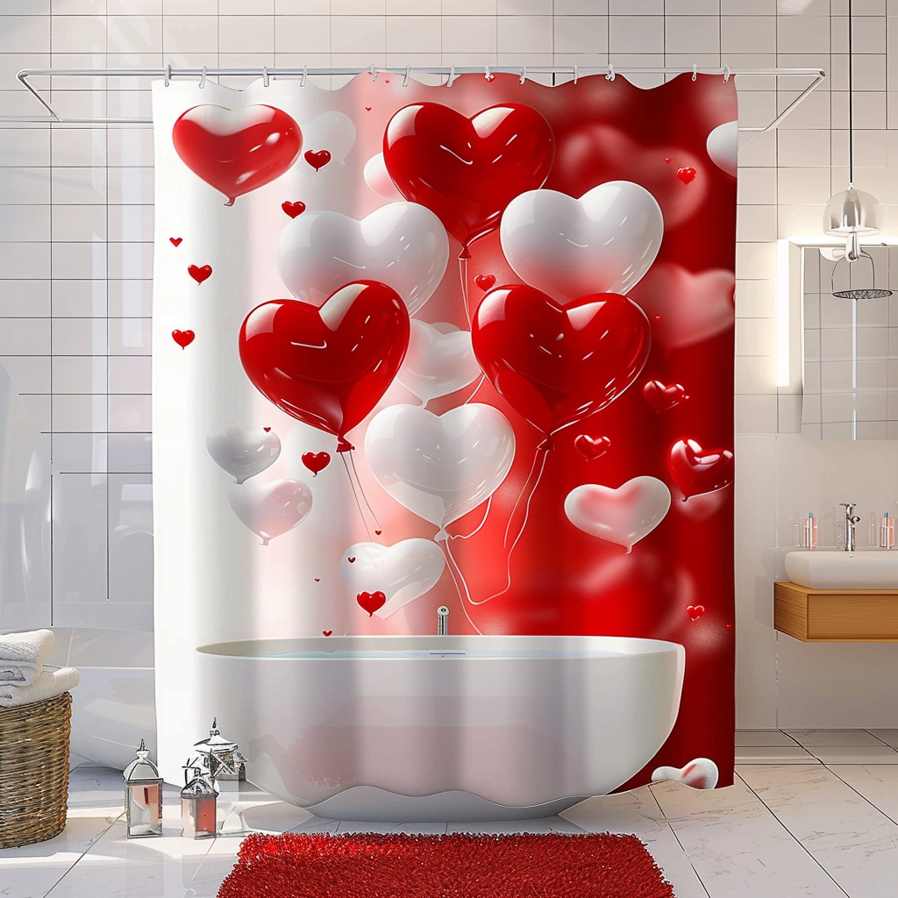 Create a Romantic Atmosphere with HeartShaped Balloon Shower Curtains