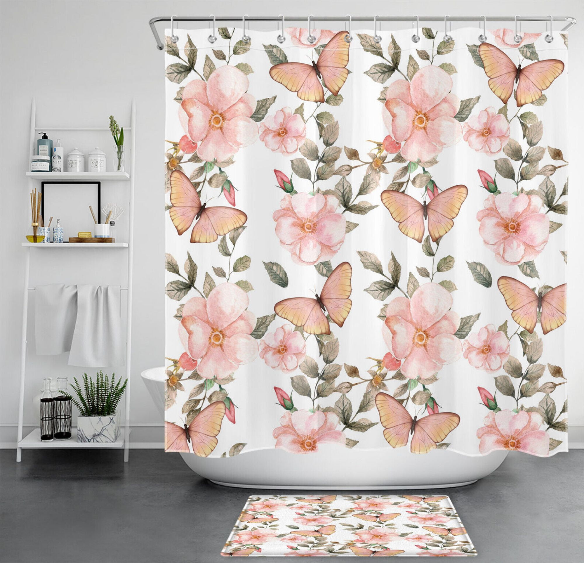Create a Serene Oasis with a Rustic Pink Butterfly Shower Curtain