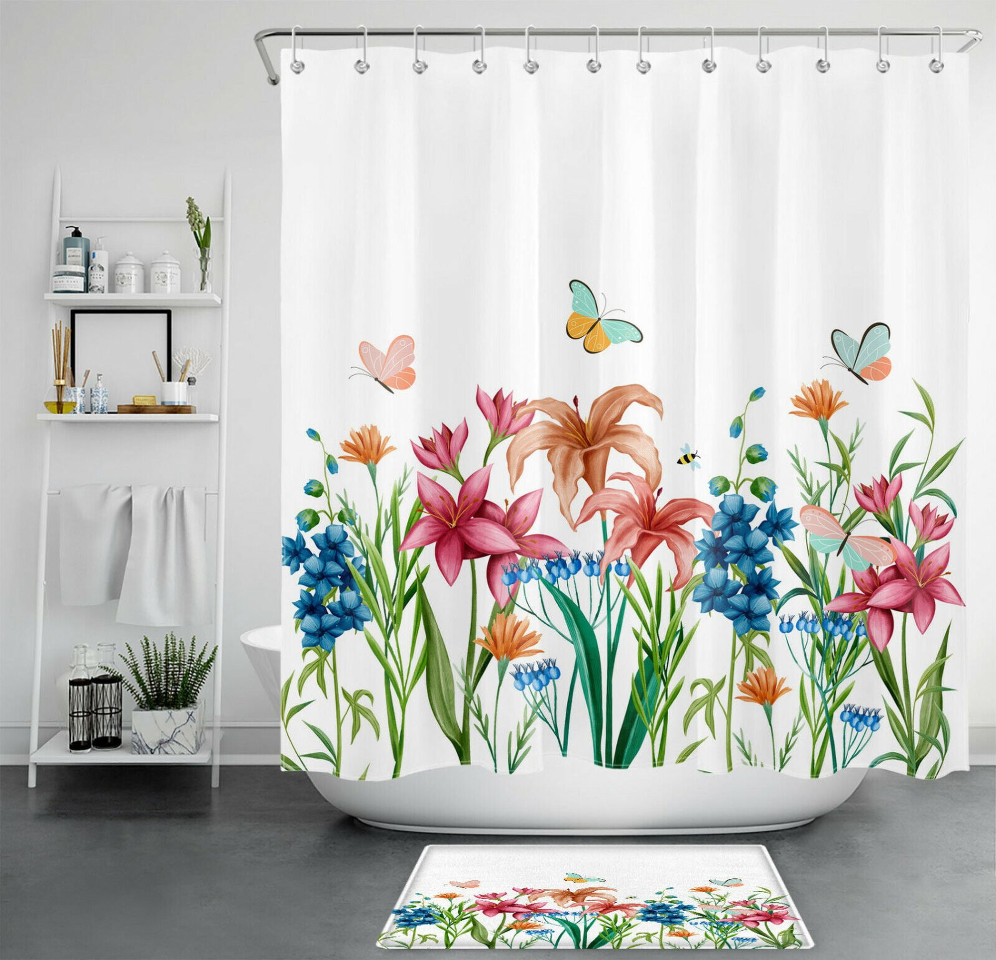 Create A Tranquil Butterfly Haven With This Watercolor Shower Curtain Set Complete Ambiance 2307