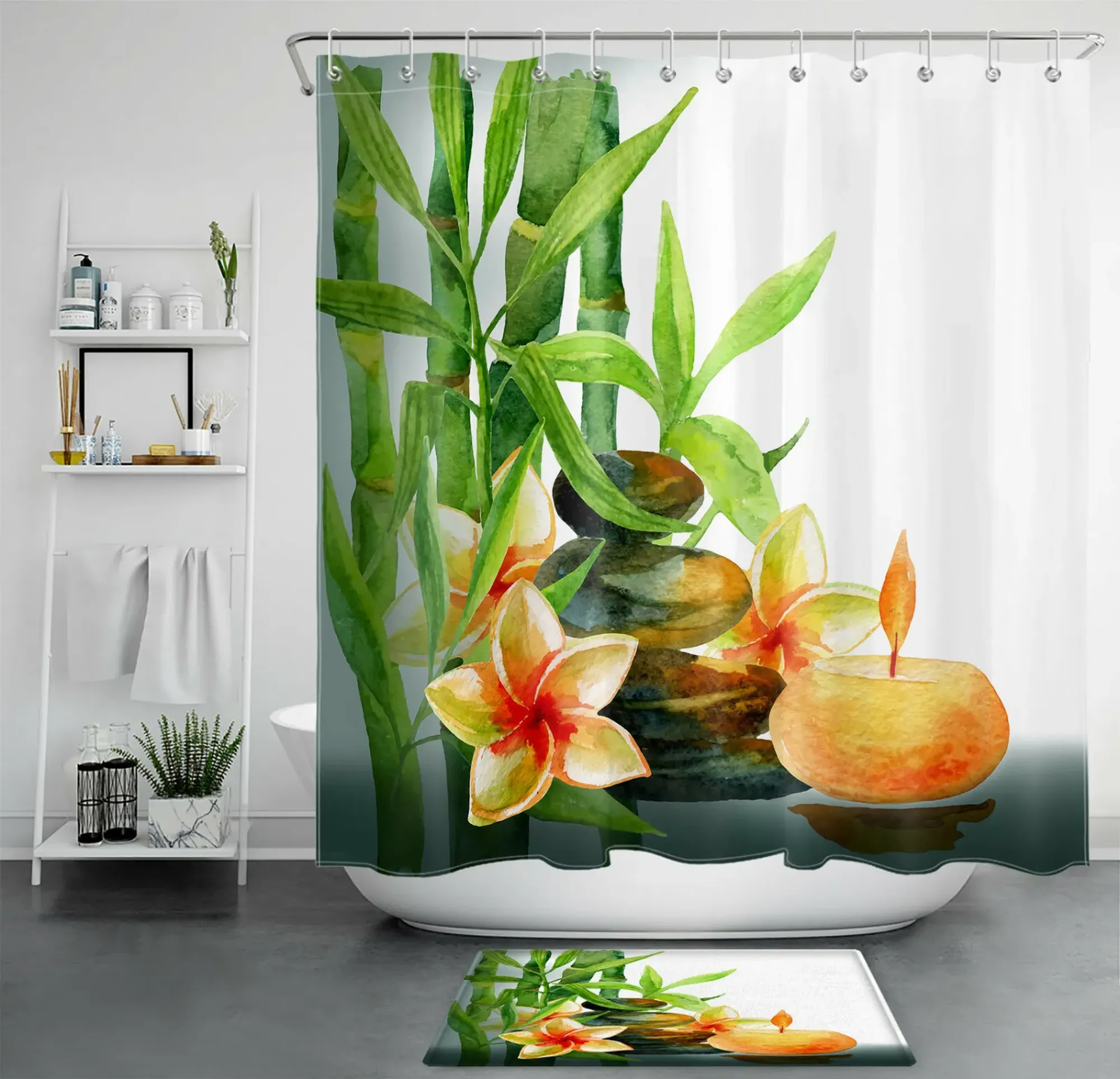 Create a Tranquil Retreat with the Zen Bamboo Watercolor Shower Curtain