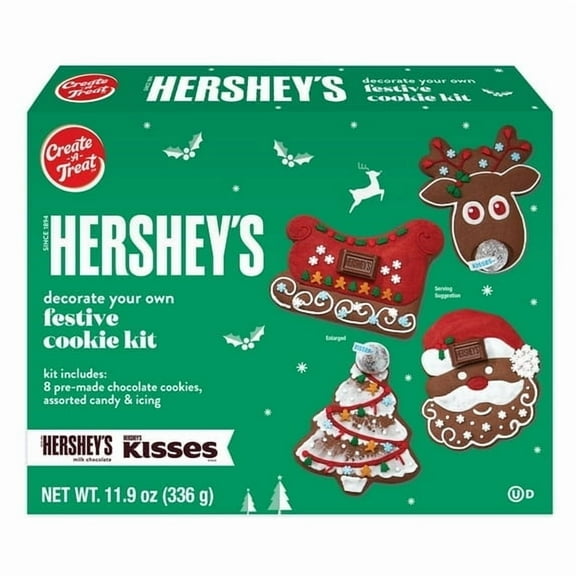 Create a Treat Hershey's Decorate Your Own Festive Cookie Kit, 8 Count, 11.9 Ounces (Baked, Decorating Kit)