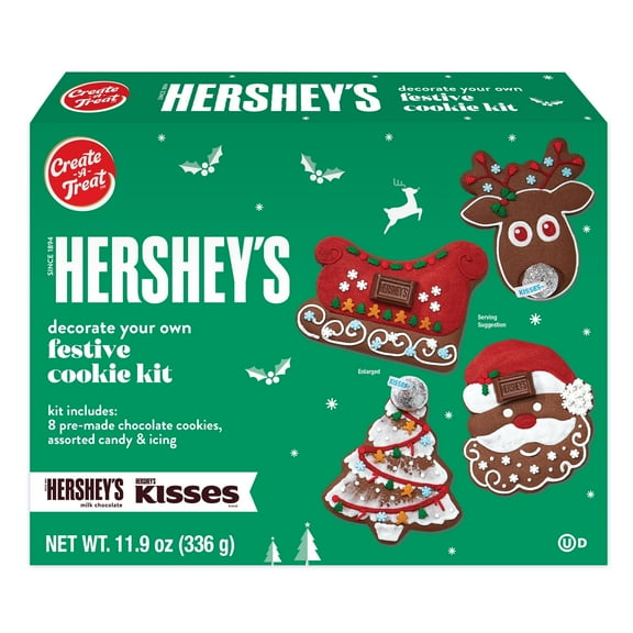 Create a Treat Hershey's Decorate Your Own Festive Cookie Kit, 8 Count, 11.9 Ounces (Baked, Decorating Kit)