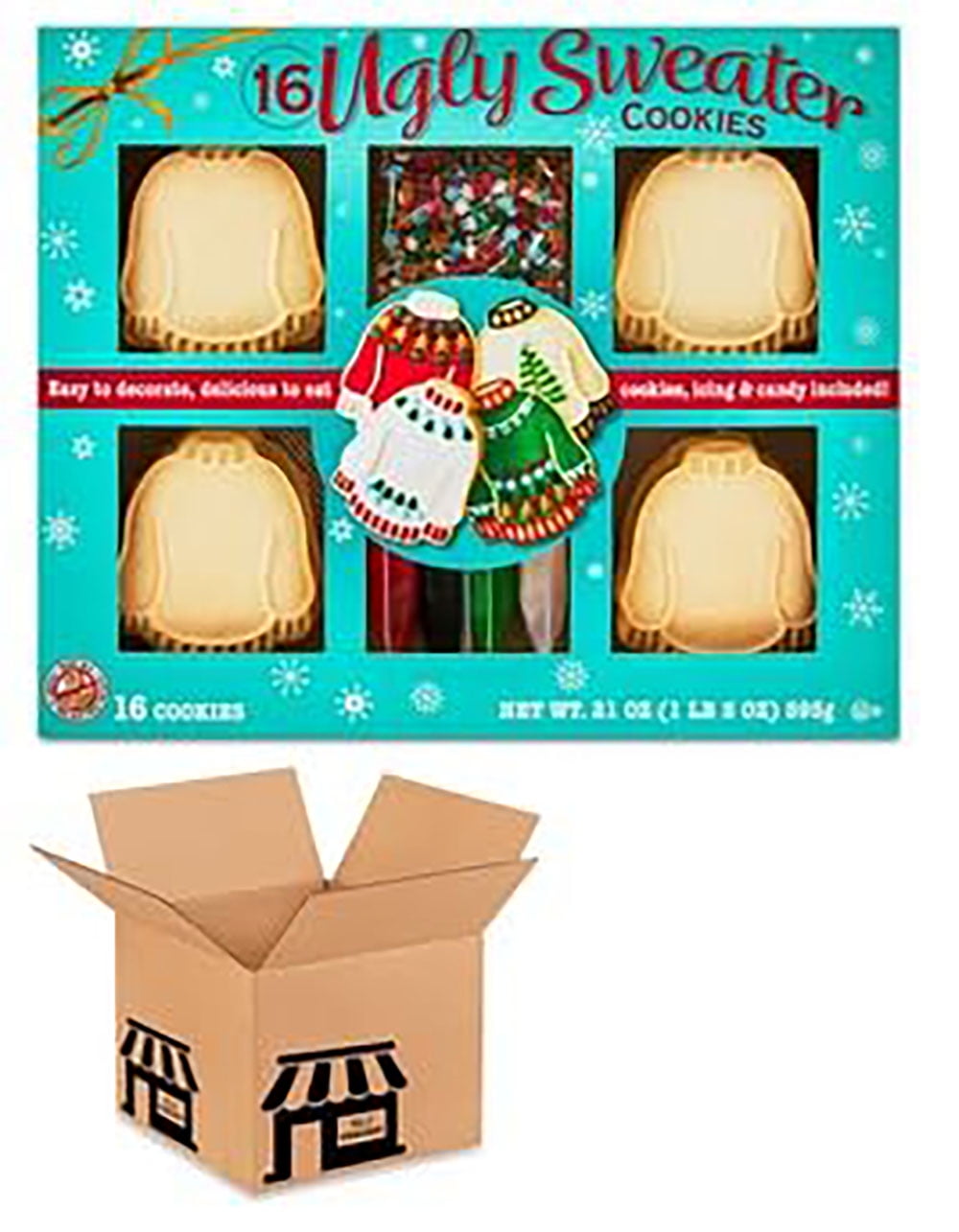 Create a Treat Ugly Sweater Cookie Kit Large Party Size 16 Vanilla