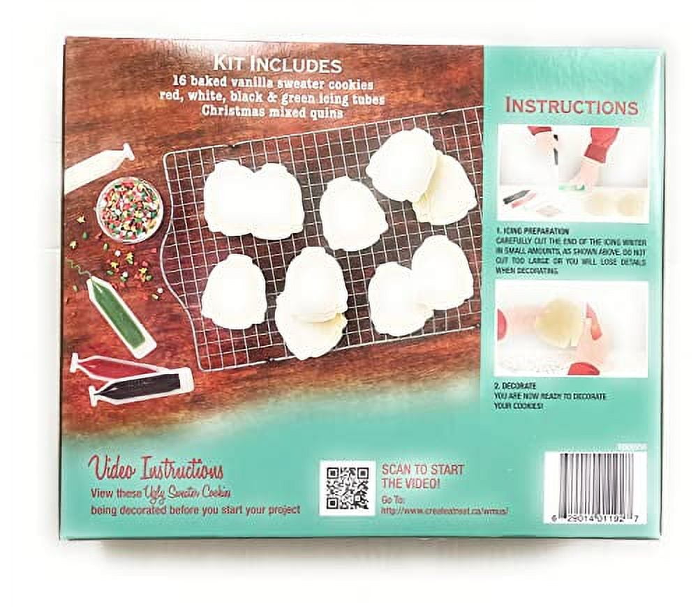 Create a Treat Ugly Sweater Cookie Kit Large Party Size 16 Vanilla