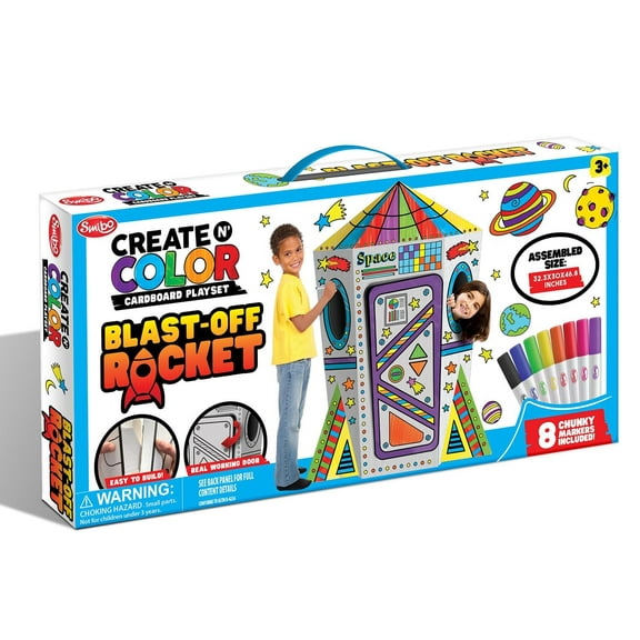 Create and Color Cardboard Blast-Off Rocket Playset