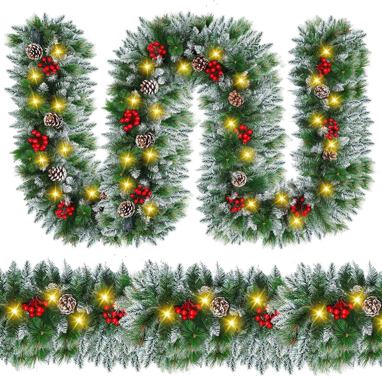 Flocked Pre Lit Garland