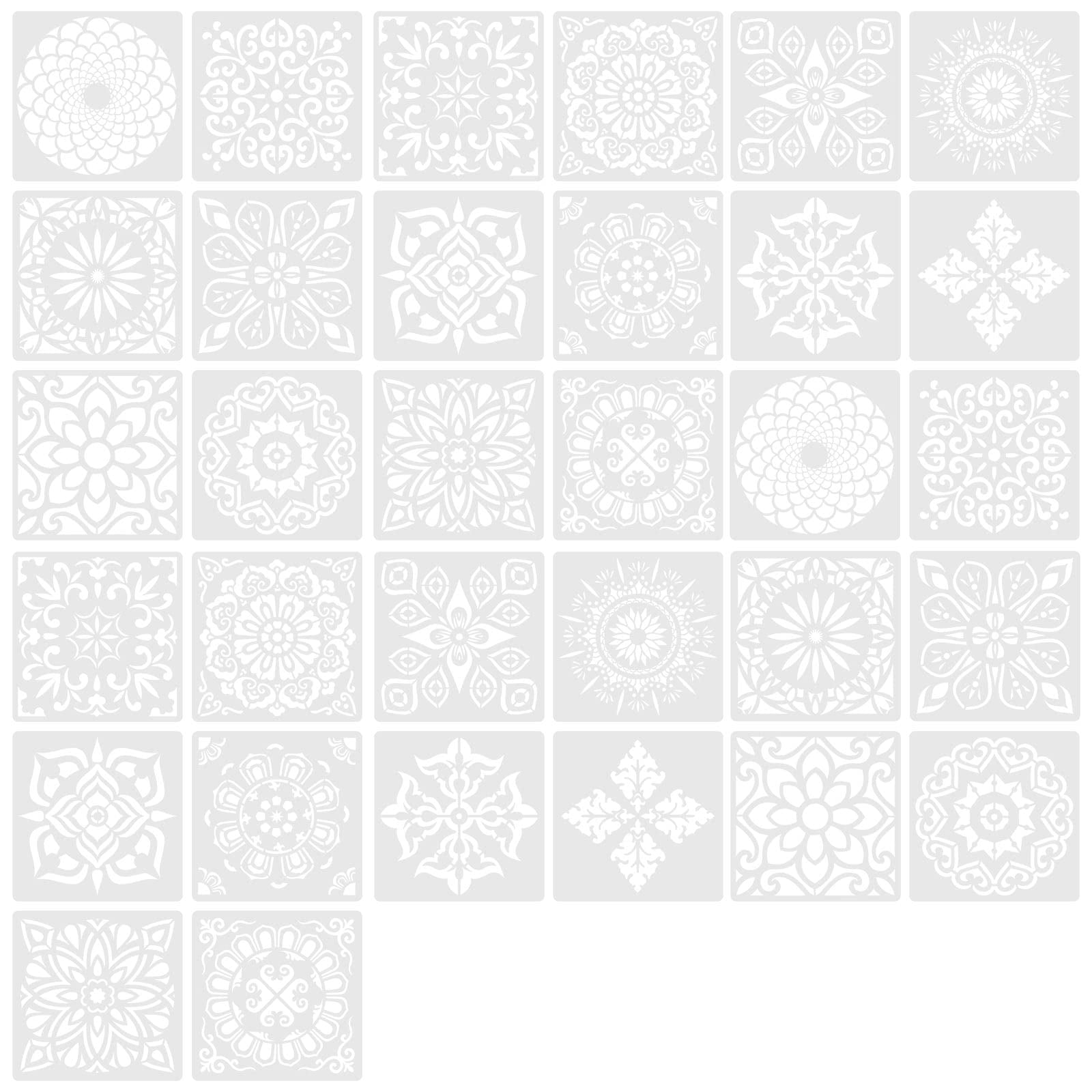 Create idea 32 Sheets Mandala Stencils Wall Art Painting Stencil Tiles ...