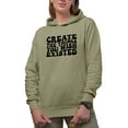 thumbnail image 1 of Create the Things You Wish Existed Quote, Groovy Retro Wavy Text Merch Gift, Sand Hooded Sweatshirt or Hoodie, XL, 1 of 5