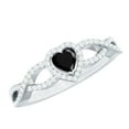 thumbnail image 1 of Rosec Jewels Lab Grown Black Diamond Heart Engagement Ring with Moissanite - Criss Cross Ring - AAAA Grade - with Jewelry Box, 10K White Gold, US 13.00, 1 of 7